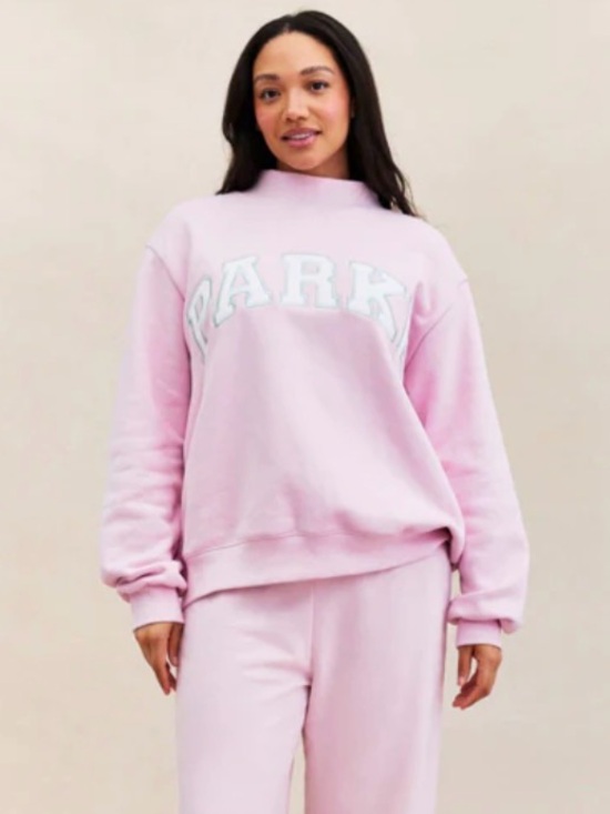 Parke Tops - Pink Mock Neck Sweatshirt
